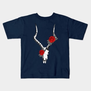 Impala skull with roses Kids T-Shirt